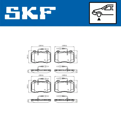 Bremsbelagsatz, Scheibenbremse SKF VKBP 81039 E Bild Bremsbelagsatz, Scheibenbremse SKF VKBP 81039 E