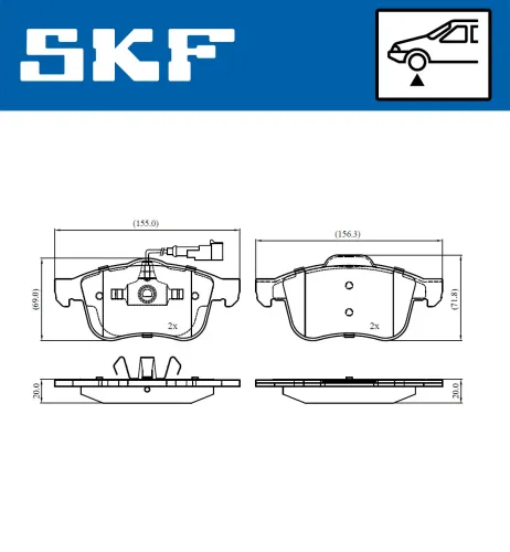 Bremsbelagsatz, Scheibenbremse SKF VKBP 81043 E Bild Bremsbelagsatz, Scheibenbremse SKF VKBP 81043 E