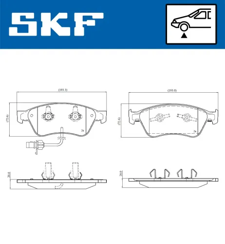 Bremsbelagsatz, Scheibenbremse SKF VKBP 81045 E Bild Bremsbelagsatz, Scheibenbremse SKF VKBP 81045 E