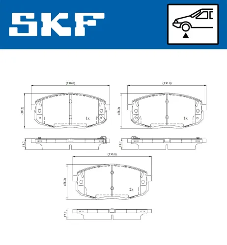 Bremsbelagsatz, Scheibenbremse Vorderachse SKF VKBP 81105 A Bild Bremsbelagsatz, Scheibenbremse Vorderachse SKF VKBP 81105 A
