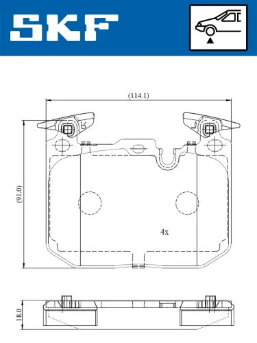 Bremsbelagsatz, Scheibenbremse Vorderachse SKF VKBP 81298 Bild Bremsbelagsatz, Scheibenbremse Vorderachse SKF VKBP 81298