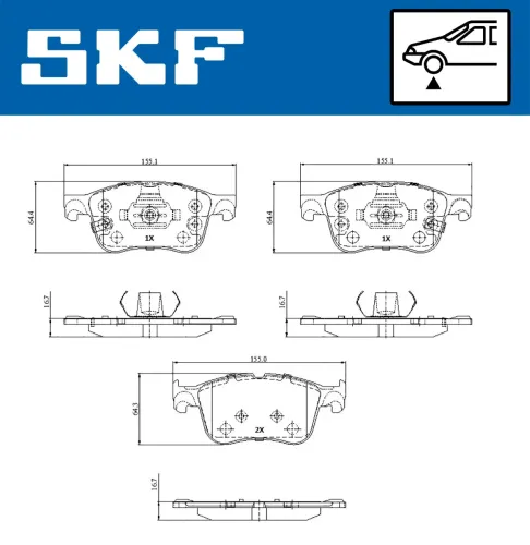 Bremsbelagsatz, Scheibenbremse Vorderachse SKF VKBP 81324 A Bild Bremsbelagsatz, Scheibenbremse Vorderachse SKF VKBP 81324 A