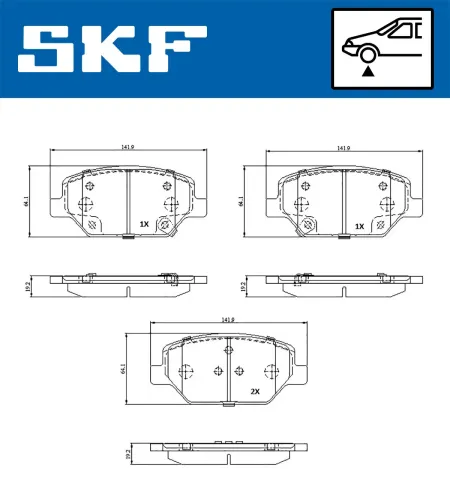 Bremsbelagsatz, Scheibenbremse Vorderachse SKF VKBP 81328 A Bild Bremsbelagsatz, Scheibenbremse Vorderachse SKF VKBP 81328 A