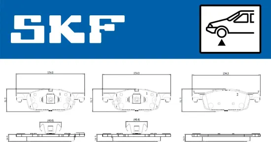 Bremsbelagsatz, Scheibenbremse Vorderachse SKF VKBP 81346 A Bild Bremsbelagsatz, Scheibenbremse Vorderachse SKF VKBP 81346 A