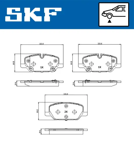 Bremsbelagsatz, Scheibenbremse Vorderachse SKF VKBP 81347 A Bild Bremsbelagsatz, Scheibenbremse Vorderachse SKF VKBP 81347 A