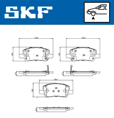 Bremsbelagsatz, Scheibenbremse Vorderachse SKF VKBP 81363 A Bild Bremsbelagsatz, Scheibenbremse Vorderachse SKF VKBP 81363 A
