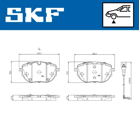 Bremsbelagsatz, Scheibenbremse Vorderachse SKF VKBP 81367 E Bild Bremsbelagsatz, Scheibenbremse Vorderachse SKF VKBP 81367 E