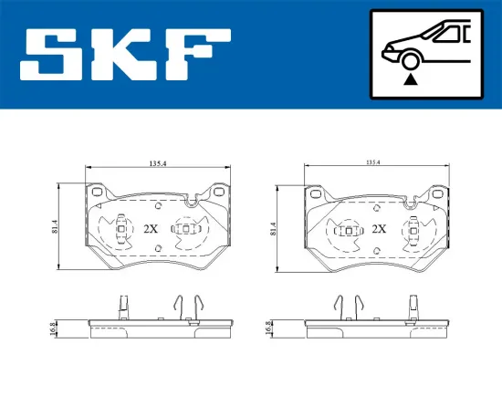 Bremsbelagsatz, Scheibenbremse Vorderachse SKF VKBP 81375 Bild Bremsbelagsatz, Scheibenbremse Vorderachse SKF VKBP 81375