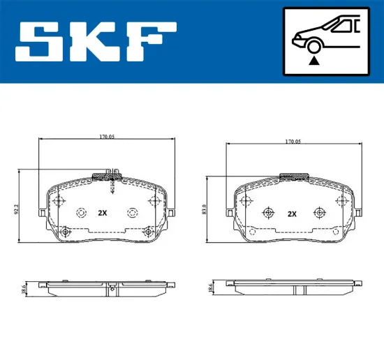 Bremsbelagsatz, Scheibenbremse Vorderachse SKF VKBP 81378 Bild Bremsbelagsatz, Scheibenbremse Vorderachse SKF VKBP 81378