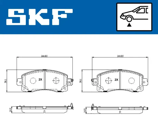 Bremsbelagsatz, Scheibenbremse Vorderachse SKF VKBP 81383 A Bild Bremsbelagsatz, Scheibenbremse Vorderachse SKF VKBP 81383 A