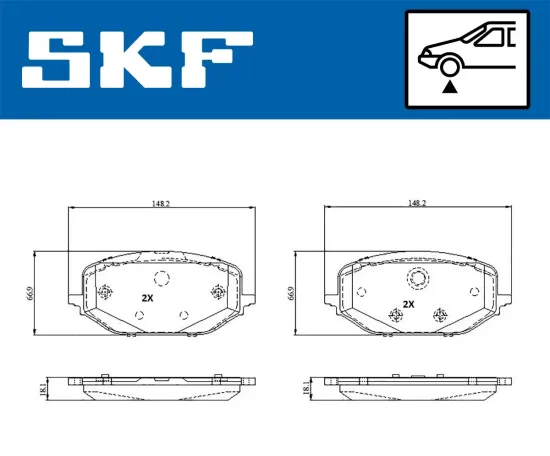 Bremsbelagsatz, Scheibenbremse Vorderachse SKF VKBP 81384 Bild Bremsbelagsatz, Scheibenbremse Vorderachse SKF VKBP 81384
