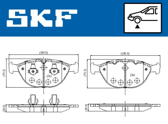 Bremsbelagsatz, Scheibenbremse Vorderachse SKF VKBP 81389 Bild Bremsbelagsatz, Scheibenbremse Vorderachse SKF VKBP 81389