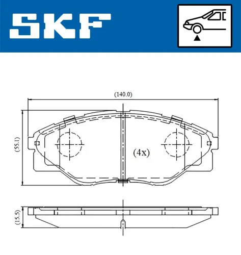 Bremsbelagsatz, Scheibenbremse Vorderachse SKF VKBP 81390 Bild Bremsbelagsatz, Scheibenbremse Vorderachse SKF VKBP 81390