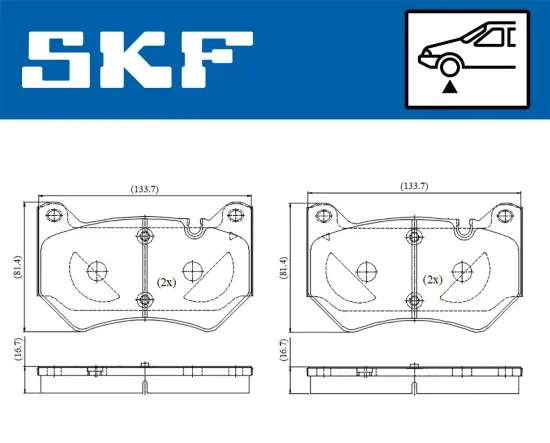 Bremsbelagsatz, Scheibenbremse Vorderachse SKF VKBP 81397 Bild Bremsbelagsatz, Scheibenbremse Vorderachse SKF VKBP 81397