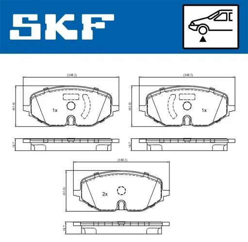 Bremsbelagsatz, Scheibenbremse Vorderachse SKF VKBP 81400 E Bild Bremsbelagsatz, Scheibenbremse Vorderachse SKF VKBP 81400 E