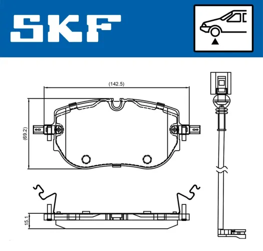 Bremsbelagsatz, Scheibenbremse Vorderachse SKF VKBP 81406 E Bild Bremsbelagsatz, Scheibenbremse Vorderachse SKF VKBP 81406 E