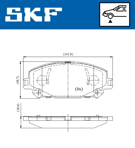 Bremsbelagsatz, Scheibenbremse Vorderachse SKF VKBP 81408 Bild Bremsbelagsatz, Scheibenbremse Vorderachse SKF VKBP 81408