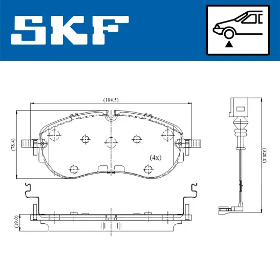 Bremsbelagsatz, Scheibenbremse Vorderachse SKF VKBP 81421 E Bild Bremsbelagsatz, Scheibenbremse Vorderachse SKF VKBP 81421 E