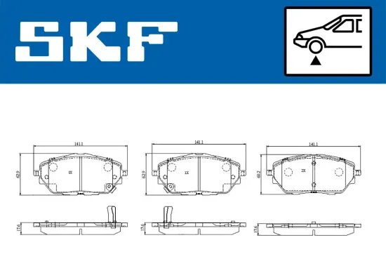 Bremsbelagsatz, Scheibenbremse Vorderachse SKF VKBP 81428 A Bild Bremsbelagsatz, Scheibenbremse Vorderachse SKF VKBP 81428 A