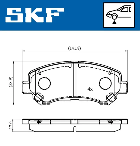 Bremsbelagsatz, Scheibenbremse Vorderachse SKF VKBP 81453 A Bild Bremsbelagsatz, Scheibenbremse Vorderachse SKF VKBP 81453 A
