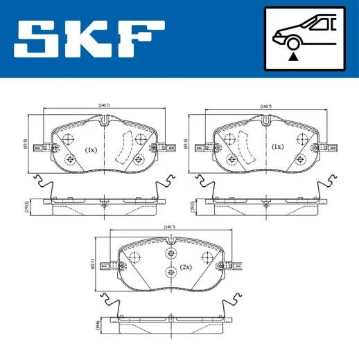 Bremsbelagsatz, Scheibenbremse Vorderachse SKF VKBP 81456 Bild Bremsbelagsatz, Scheibenbremse Vorderachse SKF VKBP 81456