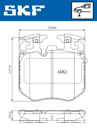 Bremsbelagsatz, Scheibenbremse Vorderachse SKF VKBP 81457 Bild Bremsbelagsatz, Scheibenbremse Vorderachse SKF VKBP 81457