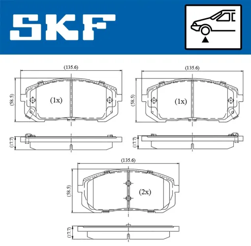 Bremsbelagsatz, Scheibenbremse Vorderachse SKF VKBP 81462 A Bild Bremsbelagsatz, Scheibenbremse Vorderachse SKF VKBP 81462 A