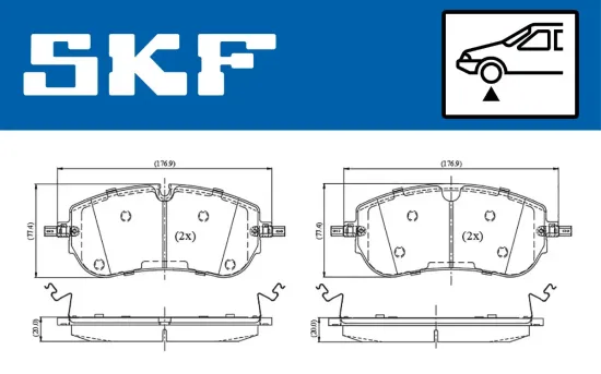 Bremsbelagsatz, Scheibenbremse Vorderachse SKF VKBP 81468 Bild Bremsbelagsatz, Scheibenbremse Vorderachse SKF VKBP 81468