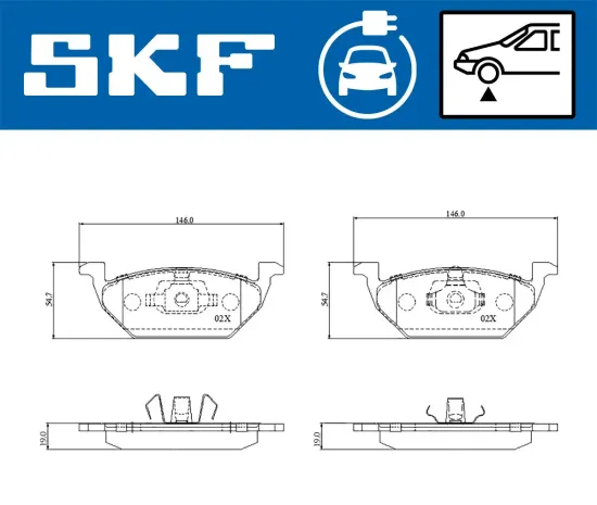 Bremsbelagsatz, Scheibenbremse Vorderachse SKF VKBP 85001 EV Bild Bremsbelagsatz, Scheibenbremse Vorderachse SKF VKBP 85001 EV