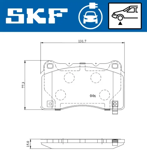 Bremsbelagsatz, Scheibenbremse Vorderachse SKF VKBP 85006 EV Bild Bremsbelagsatz, Scheibenbremse Vorderachse SKF VKBP 85006 EV