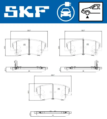 Bremsbelagsatz, Scheibenbremse Vorderachse SKF VKBP 85010 EV Bild Bremsbelagsatz, Scheibenbremse Vorderachse SKF VKBP 85010 EV