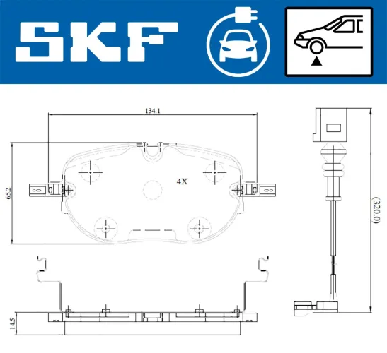 Bremsbelagsatz, Scheibenbremse Vorderachse SKF VKBP 85011 EV Bild Bremsbelagsatz, Scheibenbremse Vorderachse SKF VKBP 85011 EV