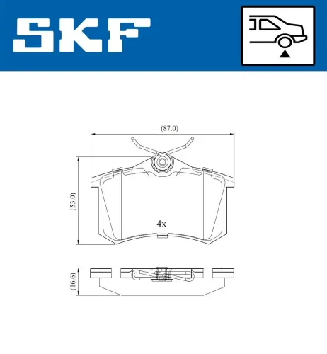 Bremsbelagsatz, Scheibenbremse SKF VKBP 90001 Bild Bremsbelagsatz, Scheibenbremse SKF VKBP 90001