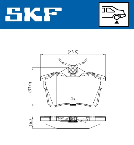 Bremsbelagsatz, Scheibenbremse SKF VKBP 90036 Bild Bremsbelagsatz, Scheibenbremse SKF VKBP 90036