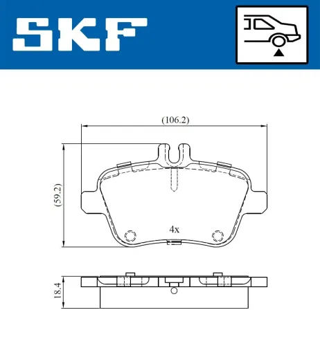 Bremsbelagsatz, Scheibenbremse SKF VKBP 90056 Bild Bremsbelagsatz, Scheibenbremse SKF VKBP 90056