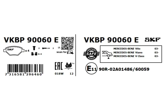 Bremsbelagsatz, Scheibenbremse SKF VKBP 90060 E Bild Bremsbelagsatz, Scheibenbremse SKF VKBP 90060 E