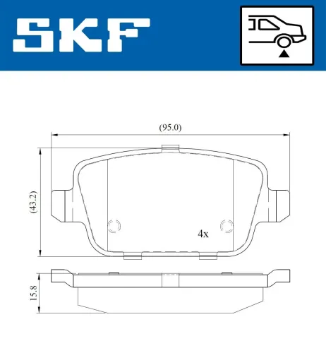 Bremsbelagsatz, Scheibenbremse SKF VKBP 90072 Bild Bremsbelagsatz, Scheibenbremse SKF VKBP 90072