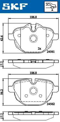 Bremsbelagsatz, Scheibenbremse Hinterachse SKF VKBP 90075 Bild Bremsbelagsatz, Scheibenbremse Hinterachse SKF VKBP 90075