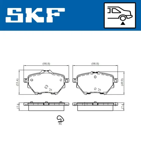 Bremsbelagsatz, Scheibenbremse SKF VKBP 90101 Bild Bremsbelagsatz, Scheibenbremse SKF VKBP 90101