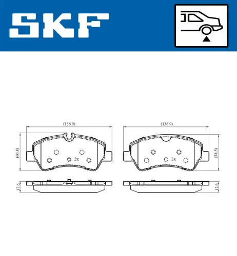 Bremsbelagsatz, Scheibenbremse SKF VKBP 90102 Bild Bremsbelagsatz, Scheibenbremse SKF VKBP 90102