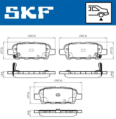 Bremsbelagsatz, Scheibenbremse SKF VKBP 90107 A Bild Bremsbelagsatz, Scheibenbremse SKF VKBP 90107 A