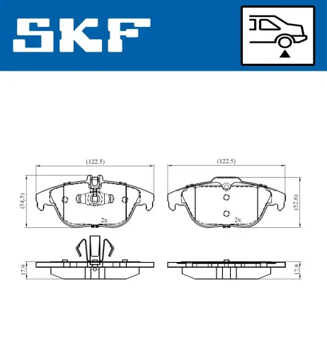 Bremsbelagsatz, Scheibenbremse Hinterachse SKF VKBP 90114 Bild Bremsbelagsatz, Scheibenbremse Hinterachse SKF VKBP 90114