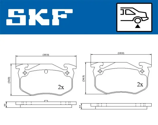 Bremsbelagsatz, Scheibenbremse SKF VKBP 90120 Bild Bremsbelagsatz, Scheibenbremse SKF VKBP 90120