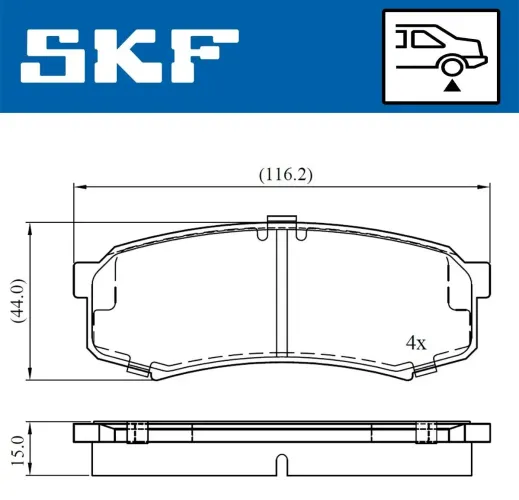 Bremsbelagsatz, Scheibenbremse Hinterachse SKF VKBP 90136 Bild Bremsbelagsatz, Scheibenbremse Hinterachse SKF VKBP 90136