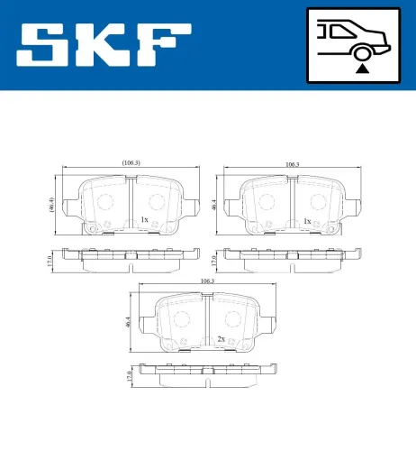 Bremsbelagsatz, Scheibenbremse SKF VKBP 90156 A Bild Bremsbelagsatz, Scheibenbremse SKF VKBP 90156 A