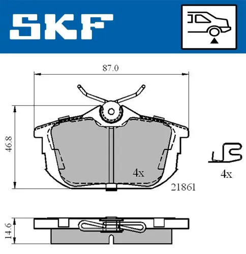 Bremsbelagsatz, Scheibenbremse SKF VKBP 90160 A Bild Bremsbelagsatz, Scheibenbremse SKF VKBP 90160 A