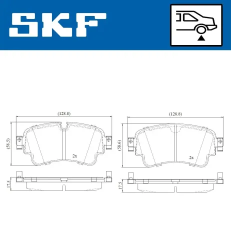 Bremsbelagsatz, Scheibenbremse Hinterachse SKF VKBP 90165 Bild Bremsbelagsatz, Scheibenbremse Hinterachse SKF VKBP 90165