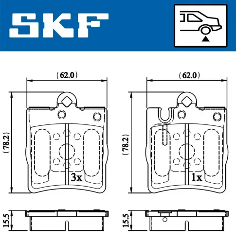 Bremsbelagsatz, Scheibenbremse SKF VKBP 90199 Bild Bremsbelagsatz, Scheibenbremse SKF VKBP 90199