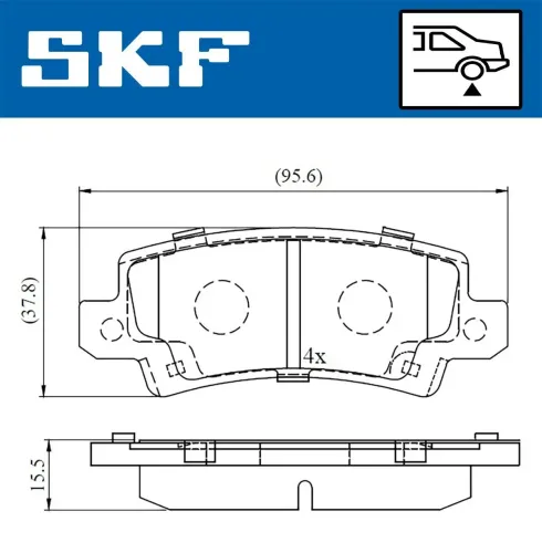 Bremsbelagsatz, Scheibenbremse Hinterachse SKF VKBP 90208 A Bild Bremsbelagsatz, Scheibenbremse Hinterachse SKF VKBP 90208 A