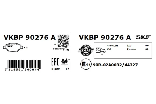 Bremsbelagsatz, Scheibenbremse SKF VKBP 90276 A Bild Bremsbelagsatz, Scheibenbremse SKF VKBP 90276 A